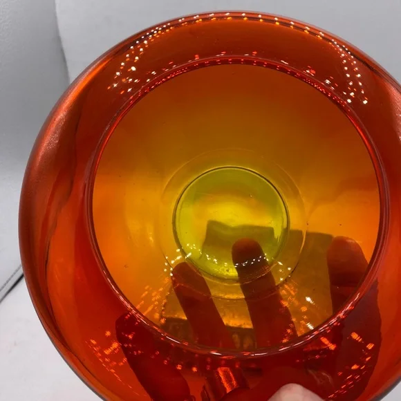 Vintage Viking Glass Amberina Ivy Ball Vase Mid-Century Modern Art Glass Vase - Picture 4 of 8